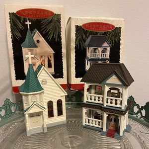 2 Hallmark Nostalgic Homes: Cozy House & Town Church